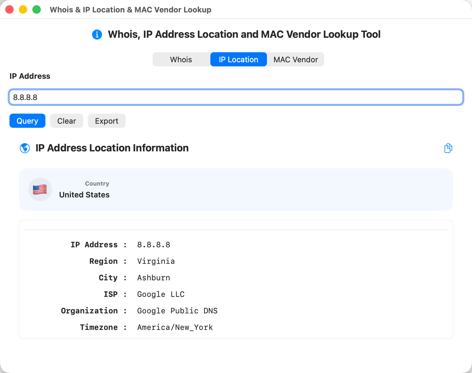 IP Location Lookup Interface