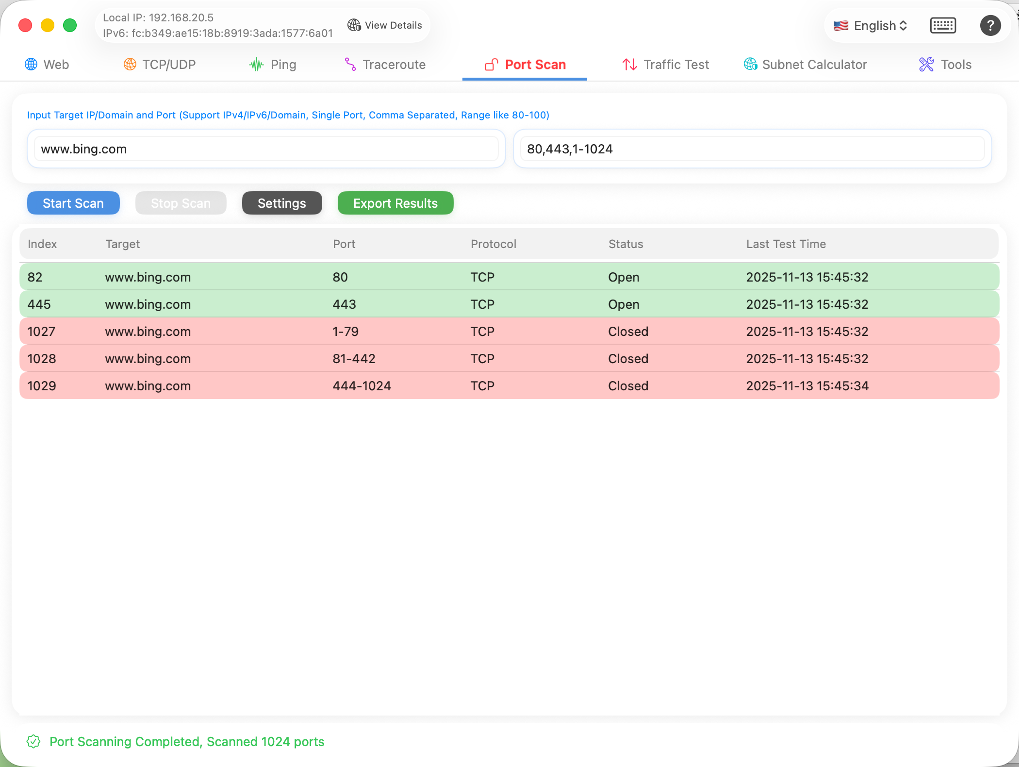 Port Scanner Interface