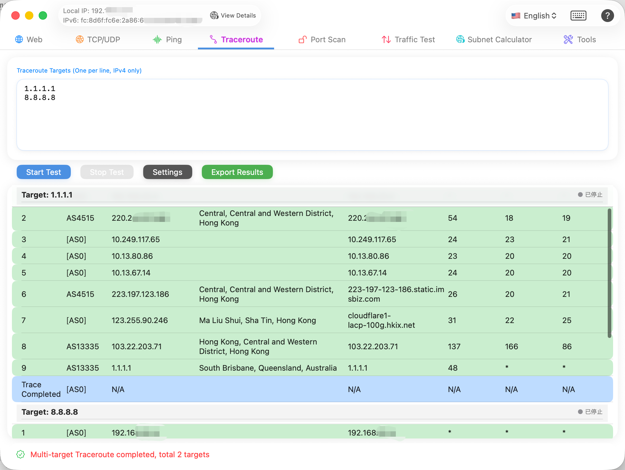 Traceroute Interface